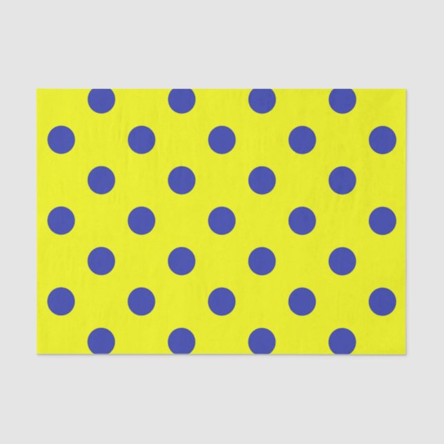 Blue On Yellow Polka Dots Pattern Design  Tissue Paper (Front)