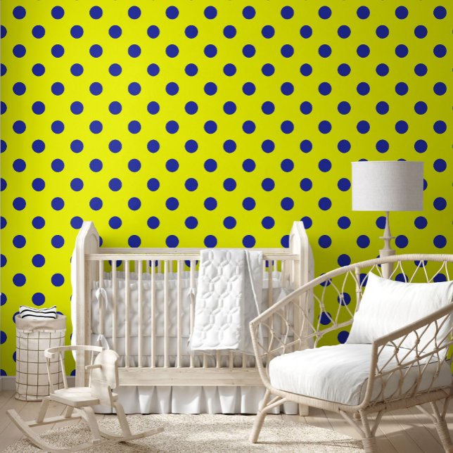 Blue On Yellow Polka Dots Pattern Design  Wallpaper (Creator Uploaded)