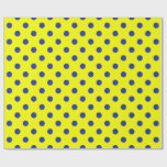 Blue On Yellow Polka Dots Pattern Design  Wrapping Paper