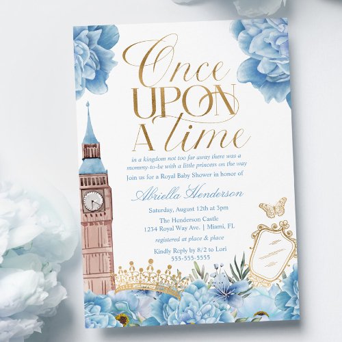 Blue Once Upon a Time Princess Baby Shower Invitat Invitation