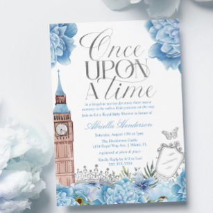 Blue Once Upon a Time Princess Baby Shower Invitation