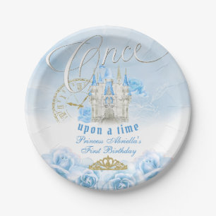Blue Once Upon a Time Princess Birthday Paper Plates