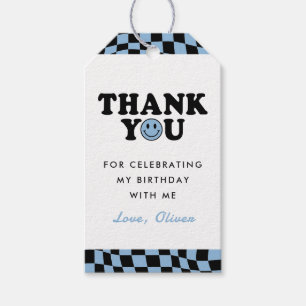 Blue One Happy Dude Boy 1st Birthday Thank You Gift Tags