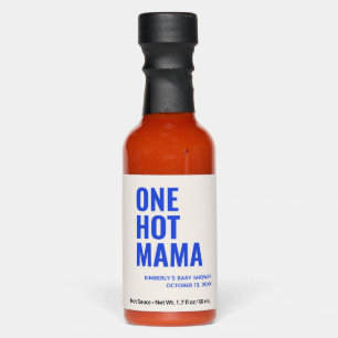Blue One Hot Mama Baby Shower Party Favor Sauces