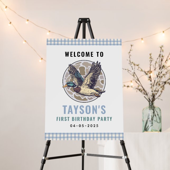 Blue One Lucky Duck 1st Birthday | Cute Rubber  Foam Board (In Situ (Stand))