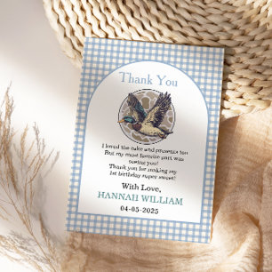 Blue One Lucky Duck 1st Birthday Cute Rubber Thank You Card