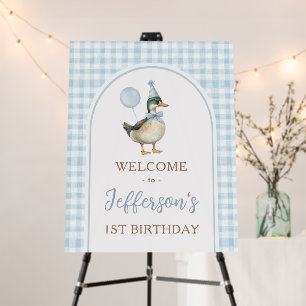 Blue One Lucky Duck 1st Birthday Welcome Foam Board