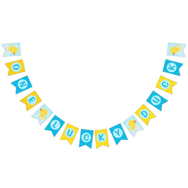 Blue One Lucky Duck Hanging Bunting Banner (All)