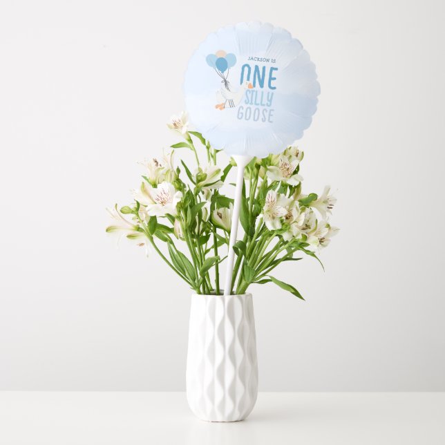 Blue One Silly Goose 1st Birthday Balloon (Vase)