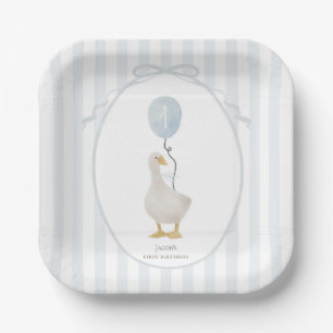 Blue one silly goose Birthday Party Paper Plates