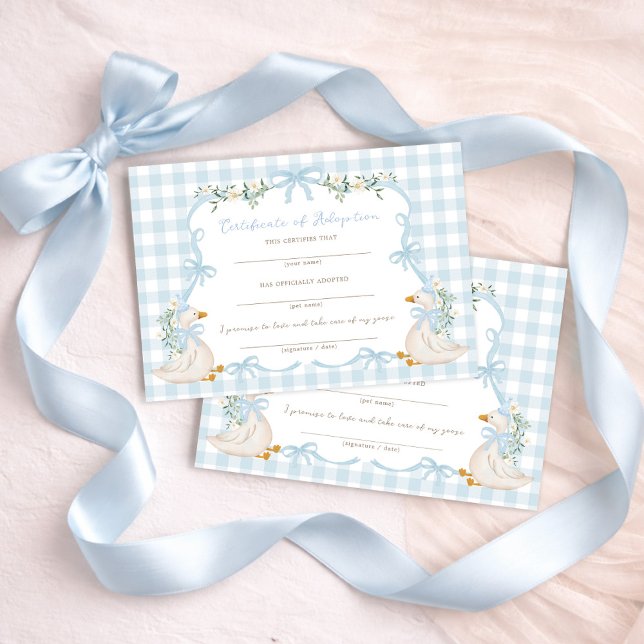 Blue One Silly Goose: Certificate of Adoption Card (Creator Uploaded)