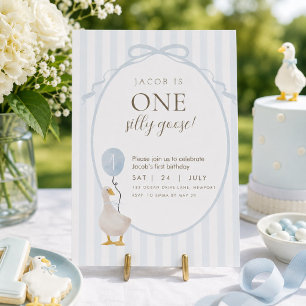 Blue One Silly Goose First Birthday Invitation