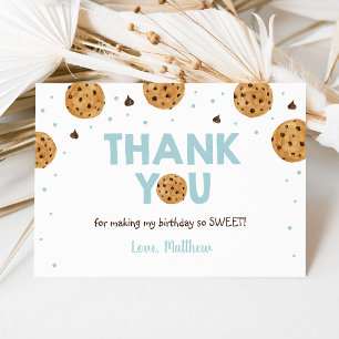 Blue One Sweet Cookie Birthday Thank You Card