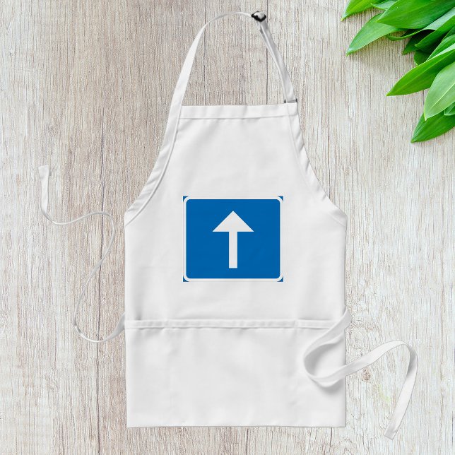 Blue One-Way Traffic Sign Up Arrow Road Symbol  Adult Apron (Creator Uploaded)