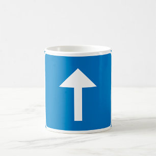 Blue One-Way Traffic Sign Up Arrow Road Symbol Coffee Mug