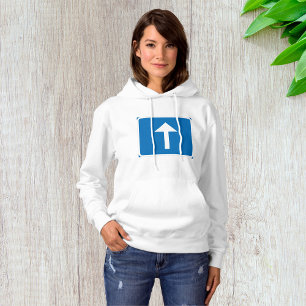 Blue One-Way Traffic Sign Up Arrow Road Symbol  Hoodie