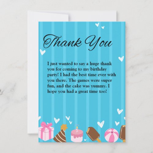 Blue one year birthday Flat Thank You Card