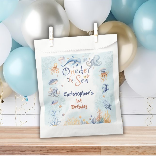 Blue Oneder the sea boys 1st birthday Favor Bag (Creator Uploaded)