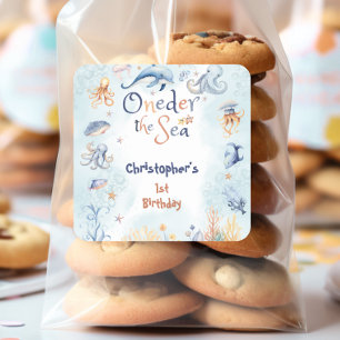 Blue Oneder the sea first birthday Sticker