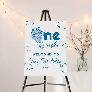 Blue Onederful Hot Air Balloon boy 1st Birthday Foam Board