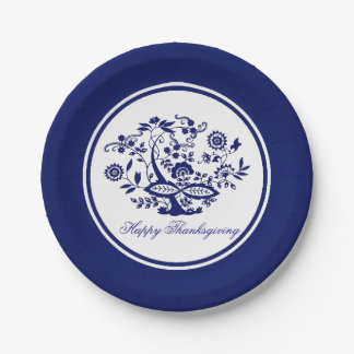 Blue Onion Pattern Your Greeting or Holiday Paper Plates