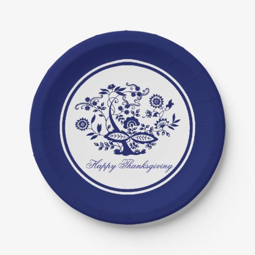 Blue Onion Pattern Your Greeting or Holiday Paper Plates