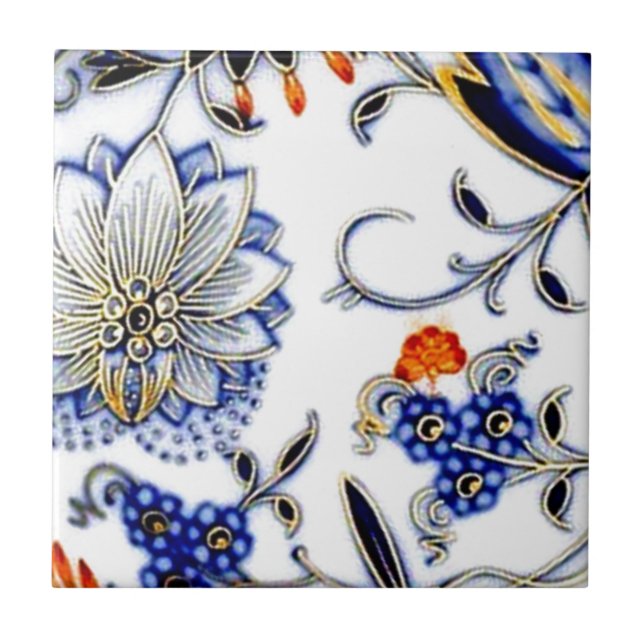 Blue Onion Vintage China Plate Pattern Ceramic Tile (Front)