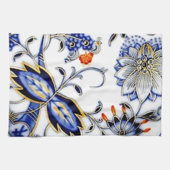 Blue Onion Vintage China Plate Pattern Towel by PrintTiques at Zazzle