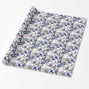 Blue Onion Vintage China Plate Pattern Wrapping Paper