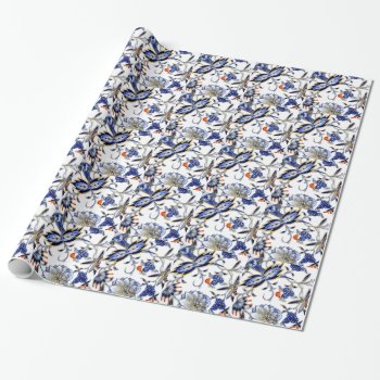 Blue Onion Vintage China Plate Pattern Wrapping Paper by PrintTiques at Zazzle
