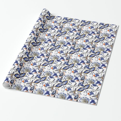 Blue Onion Vintage China Plate Pattern Wrapping Paper