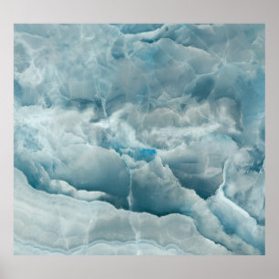 Blue onyx marble, abstract texture. poster