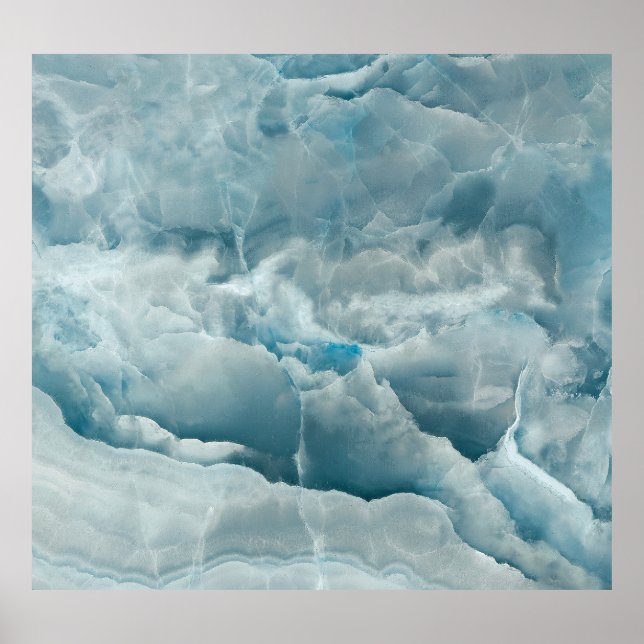 Blue onyx marble, abstract texture. poster (Front)
