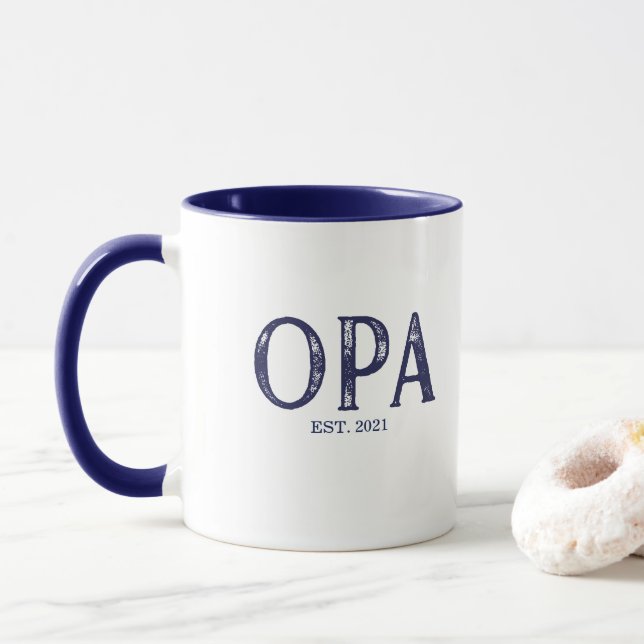 Blue Opa Year Established Mug (With Donut)