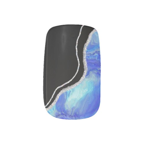 Blue Opal and Crystal Slice Minx Nail Art