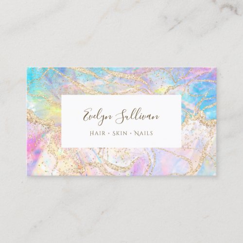 blue opal background business card