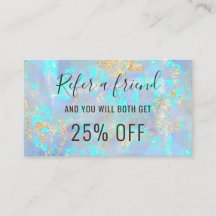 blue opal background referral card