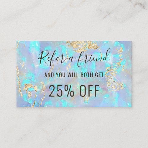 blue opal background referral card