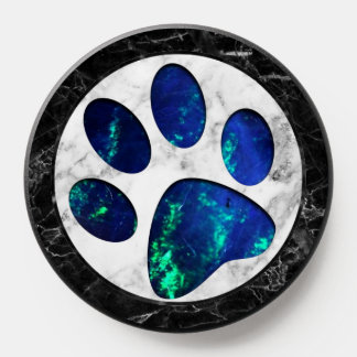 Blue Opal Dog Paw grey Luxury Pet Lover Design PopSocket