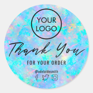blue opal gemstone thank you classic round sticker