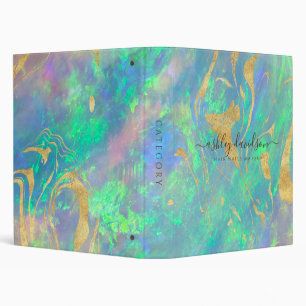 Blue Opal Iridescent Modern Glam 3 Ring Binder