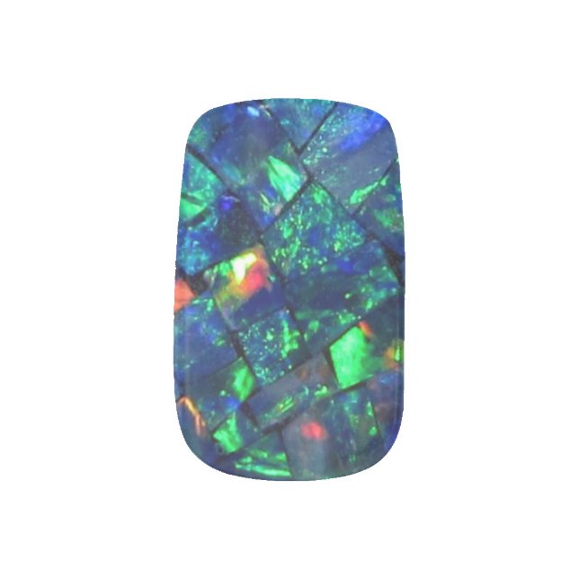 Blue Opal Look Nail Design - HAMbyWhiteGlove Minx Nail Art (Right Thumb)