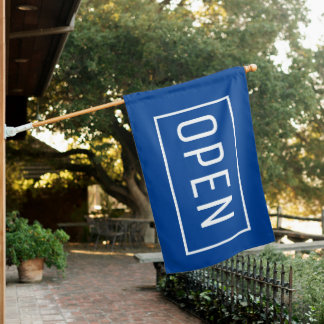 BLUE OPEN SIGN FLAG