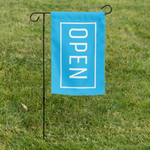 BLUE OPEN SIGN FLAG