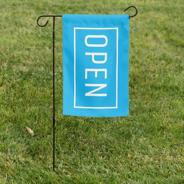 BLUE OPEN SIGN FLAG (In SItu)