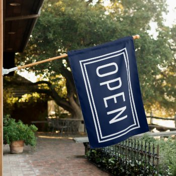 Blue Open Sign Flag by InkWorks at Zazzle