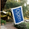 BLUE OPEN SIGN FLAG