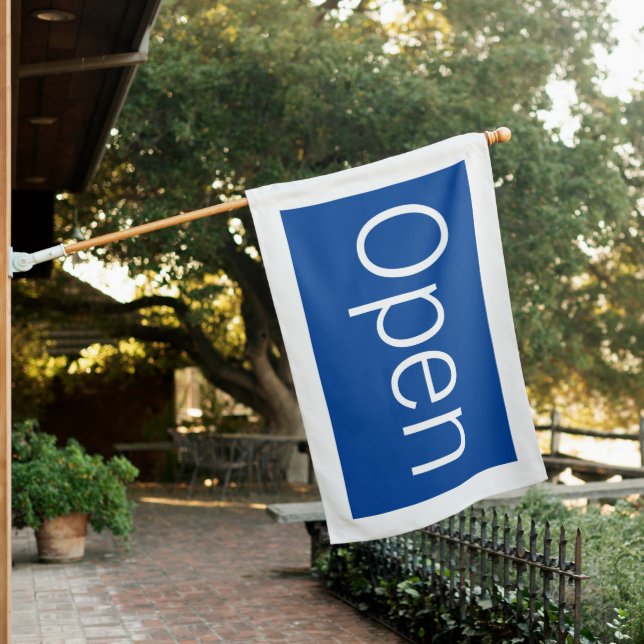 BLUE OPEN SIGN FLAG (In SItu)