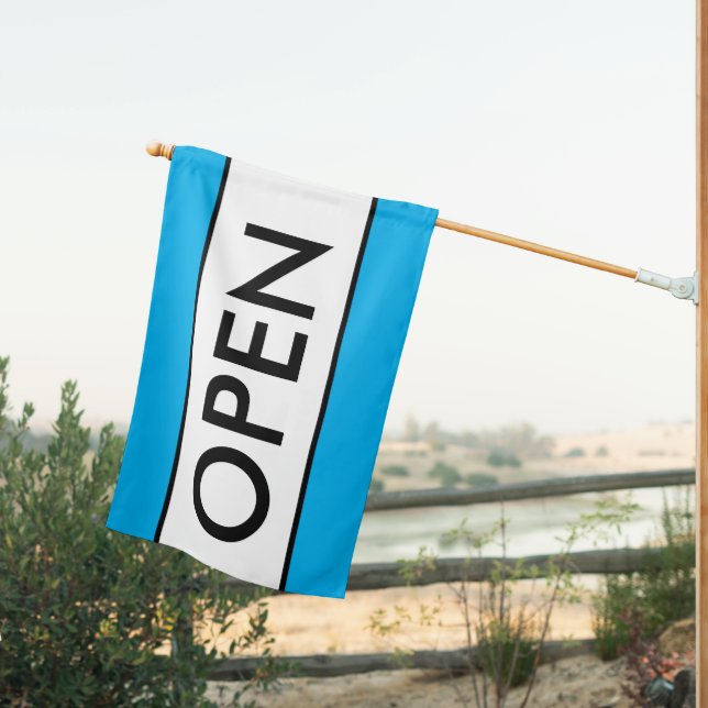 Blue Open Sign for Business Flag (Insitu (Back))