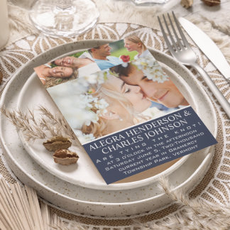 Blue Opulence Your Photo Typography Wedding  Invitation